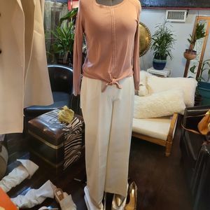 ONLY MINE MAUVE JERSEY SWEATER W TIE WAIST SIZE L